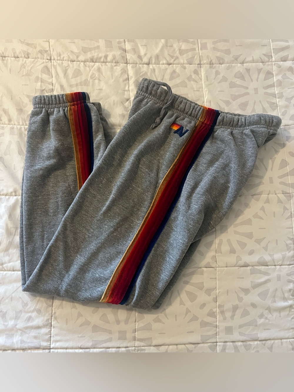 Aviator Nation Gray Joggers with Velvet 5-Stripes - Women’s Small